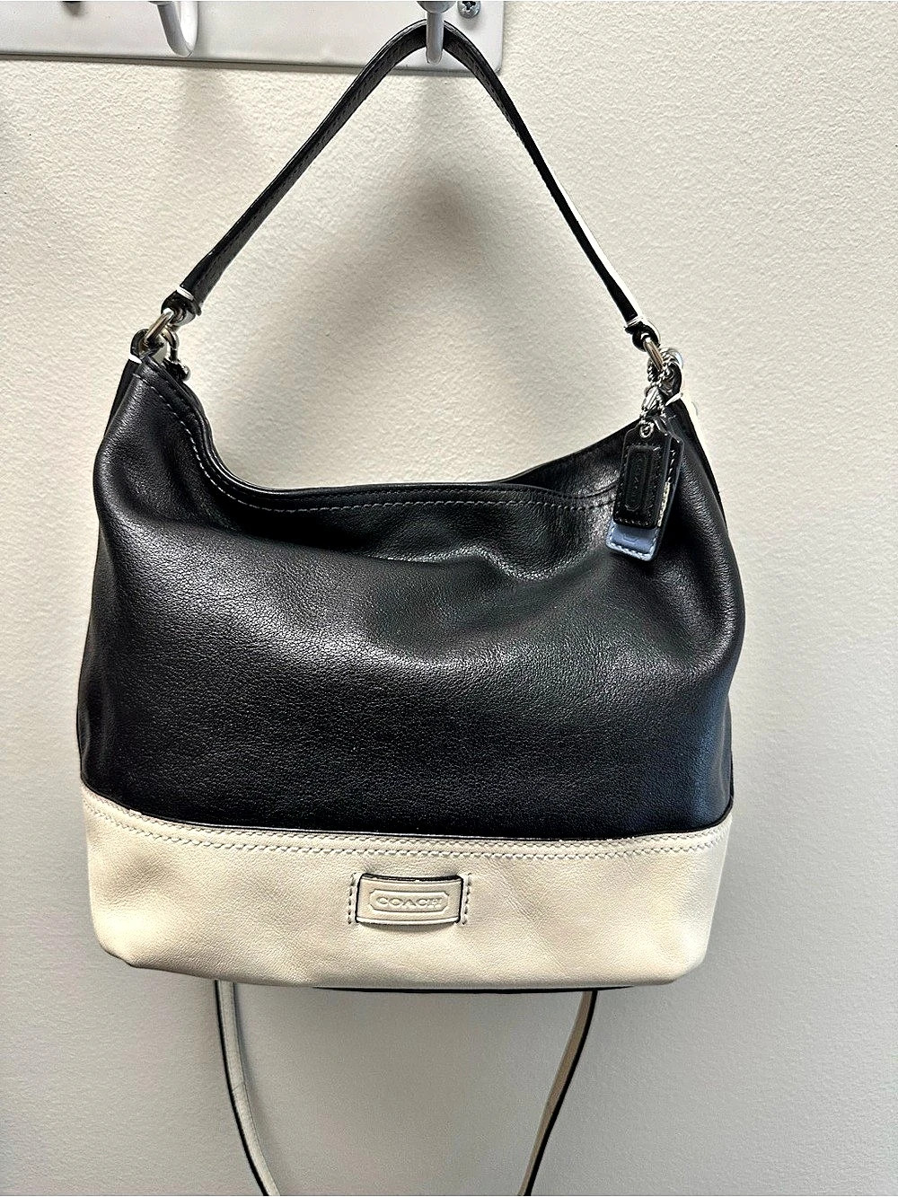 Coach Pennie Shoulder Bag in Colorblock Black & Cream